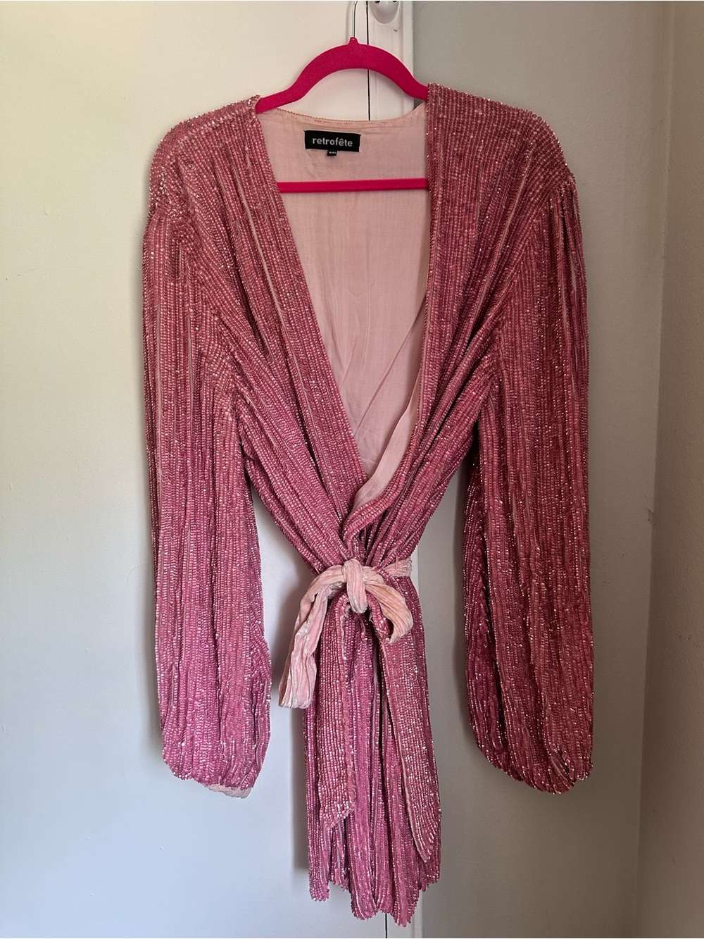 Retrofete Gabrielle Sequined Wrap Mini dress Size XXL